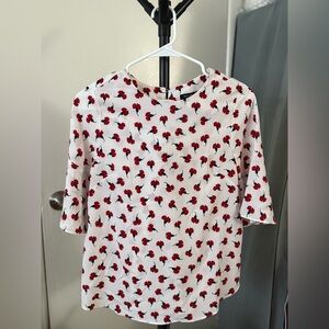 Floral Red and White Women's Top